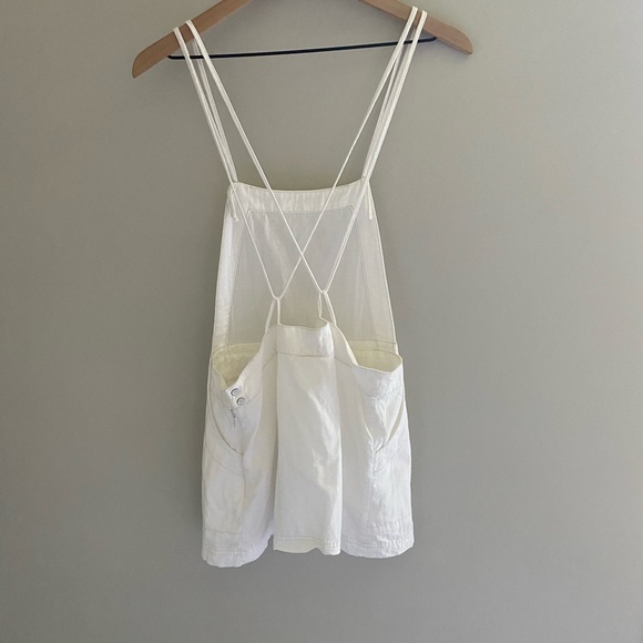 Free People White Boho Cotton Open Strappy Back Overall Jumper Mini Dress‎ - Picture 6 of 7